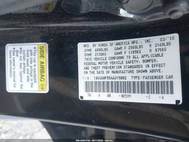 Aukcja sprzedaży 2010 Acura Tl 3.5, vin: 19UUA8F55AA015882, numer aukcji: 45361758