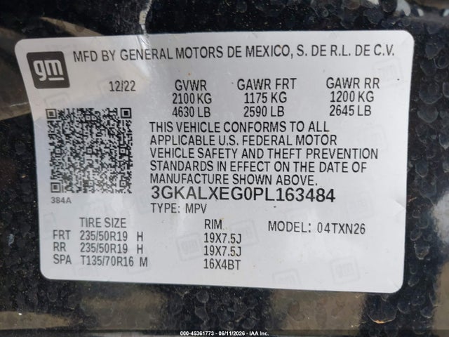 Продажа на аукционе авто 2023 Gmc Terrain Awd Denali, vin: 3GKALXEG0PL163484, номер лота: 45361773
