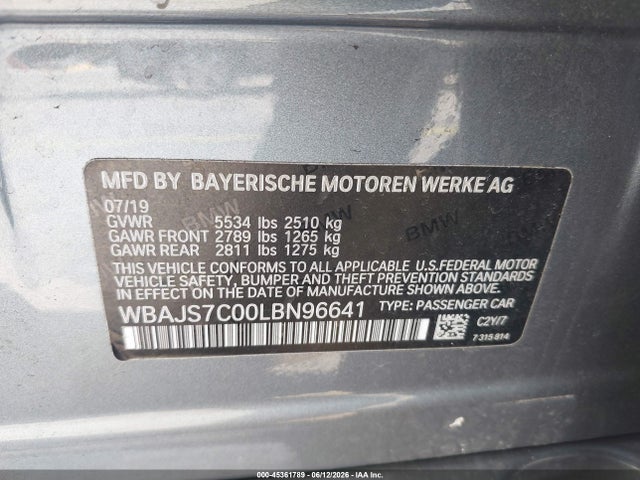 Aukcja sprzedaży 2020 Bmw M550i Xdrive, vin: WBAJS7C00LBN96641, numer aukcji: 45361789