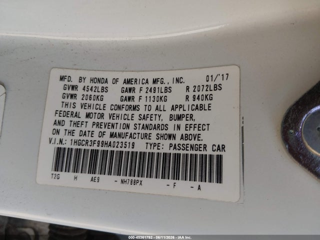 1HGCR3F99HA023519 Honda Accord Touring V6