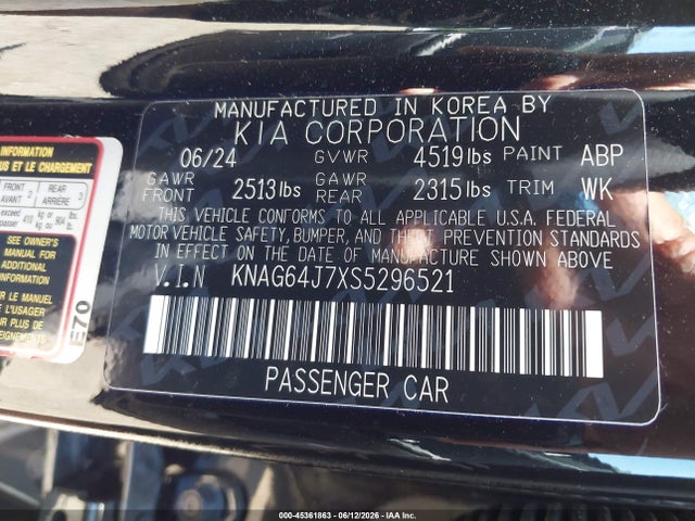 Продаж на аукціоні авто 2025 Kia K5 Gt-line, vin: KNAG64J7XS5296521, номер лоту: 45361863