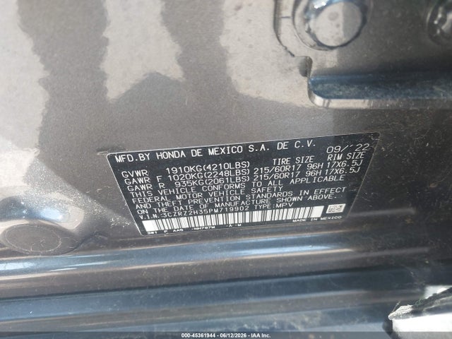 Aukcja sprzedaży 2023 Honda Hr-v Awd Lx, vin: 3CZRZ2H35PM719902, numer aukcji: 45361944