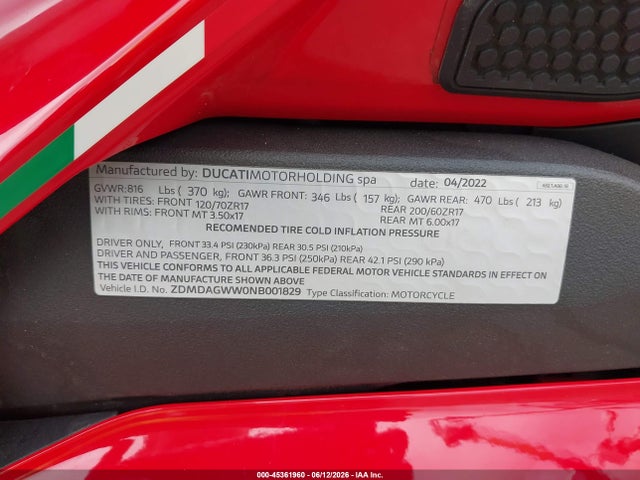 Ducati Panigale V4s 2022 ZDMDAGWW0NB001829 Image 10
