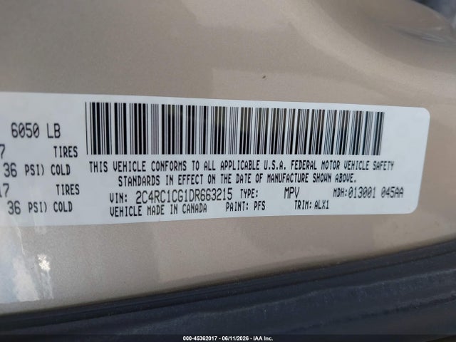 Aukcja sprzedaży 2013 Chrysler Town & Country Touring-l, vin: 2C4RC1CG1DR663215, numer aukcji: 45362017