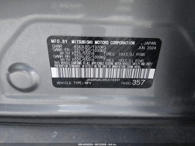 Продаж на аукціоні авто 2024 Mitsubishi Outlander Sport 2.0 Es Awc/2.0 Le Awc/2.0 Ralliart Awc/2.0 S Awc/2.0 Se Awc/2.0 Trail Edition Awc, vin: JA4ARUAU3RU016891, номер лоту: 45362024