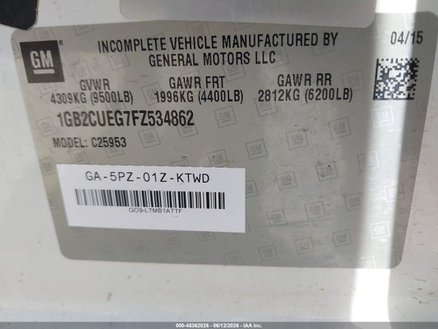 1GB2CUEG7FZ534862 Chevrolet Silverado 2500hd Built After Aug 14 Work Truck