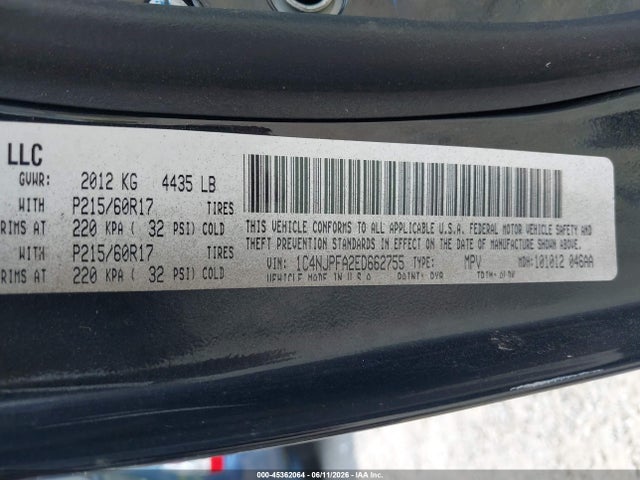 2014 Jeep Patriot High Altitude მანქანა იყიდება აუქციონზე, vin: 1C4NJPFA2ED662755, აუქციონის ნომერი: 45362064