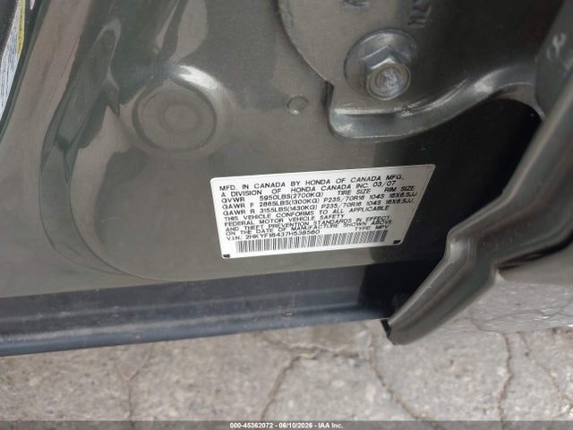 Продажа на аукционе авто 2007 Honda Pilot Ex, vin: 2HKYF18437H538560, номер лота: 45362072