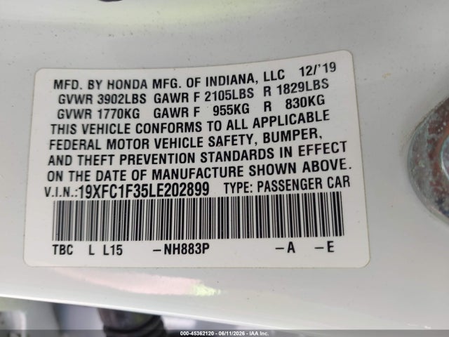 Honda CIVIC EX 2020 19XFC1F35LE202899 Image 9