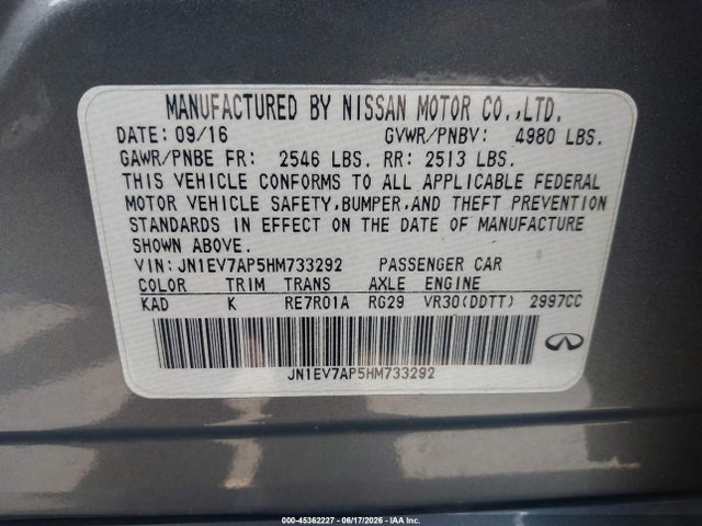 JN1EV7AP5HM733292 Infiniti Q50 3.0t Premium