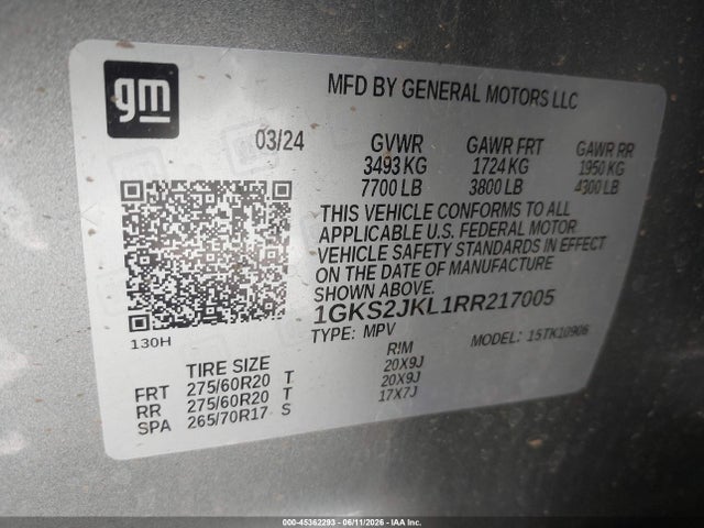 1GKS2JKL1RR217005 GMC Yukon Xl 4wd Denali