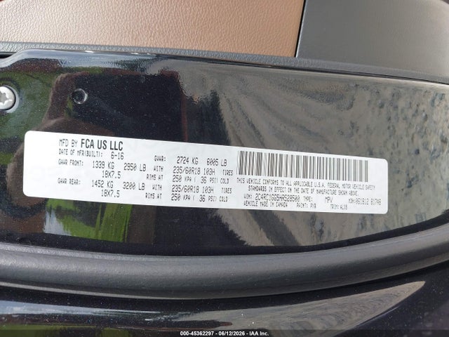 2017 Chrysler Pacifica Limited მანქანა იყიდება აუქციონზე, vin: 2C4RC1GG5HR528500, აუქციონის ნომერი: 45362297