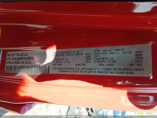 Продажа на аукционе авто 2024 Jeep Wrangler 4xe Willys 4xe, vin: 1C4RJXN68RW189629, номер лота: 45362298