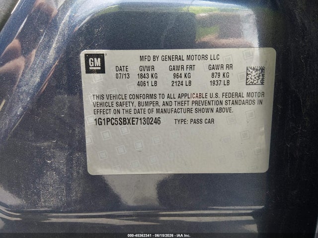 Auction sale of the 2014 Chevrolet Cruze 1lt Auto, vin: 1G1PC5SBXE7130246, lot number: 45362341