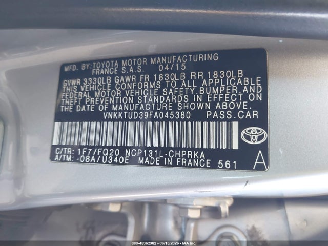 Toyota YARIS L 2015 VNKKTUD39FA045380 Image 9