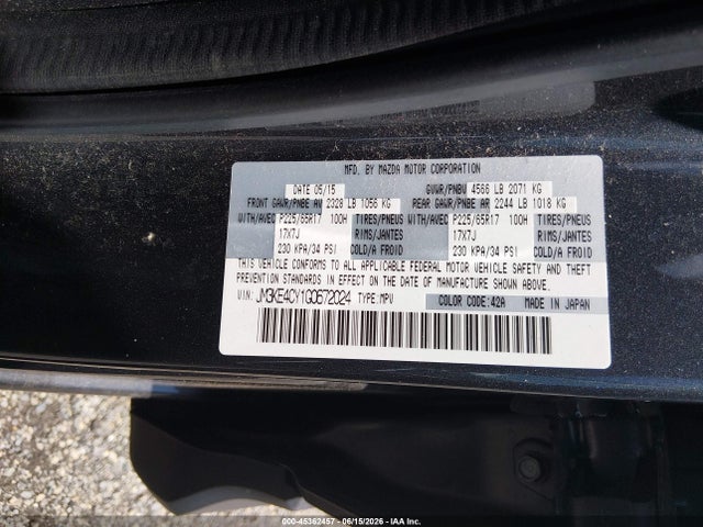 45362457 :رقم المزاد ، JM3KE4CY1G0672024 vin ، 2016 Mazda Cx-5 Touring مزاد بيع