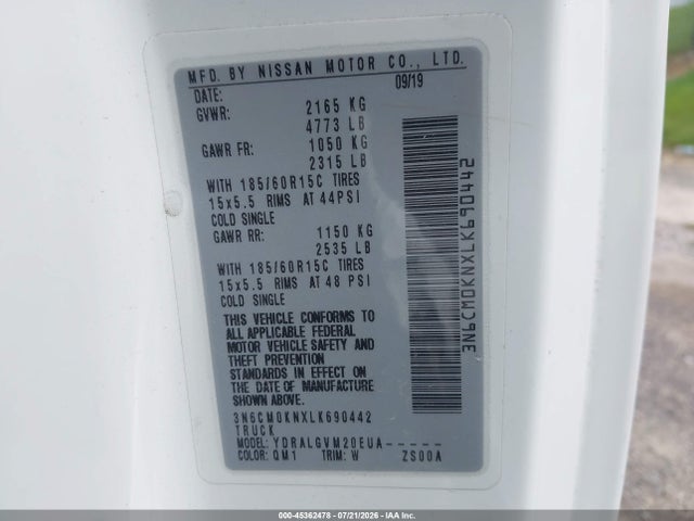 Aukcja sprzedaży 2020 Nissan Nv200  Cargo Sv Xtronic Cvt, vin: 3N6CM0KNXLK690442, numer aukcji: 45362478