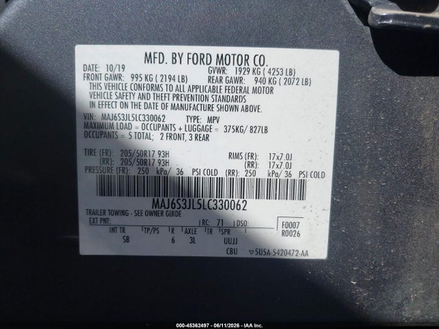 Ford Ecosport Ses 2020 MAJ6S3JL5LC330062 Image 9