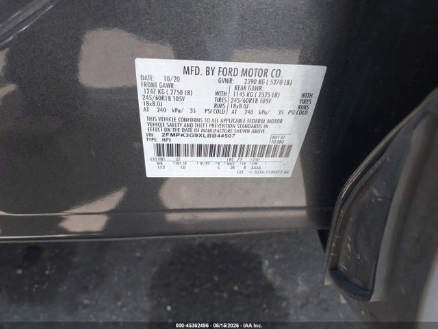 Ford EDGE SE 2020 2FMPK3G9XLBB44507 Image 9