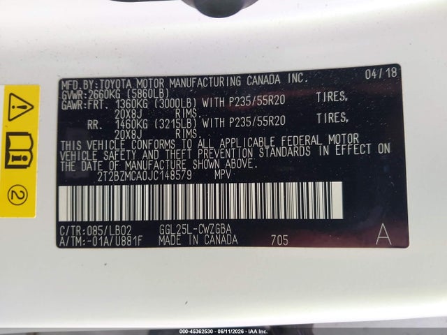 Продажа на аукционе авто 2018 Lexus Rx 350, vin: 2T2BZMCA0JC148579, номер лота: 45362530