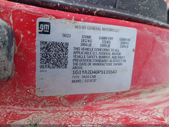 1G1YA2D40P5135543 Chevrolet Corvette Stingray Rwd 1lt