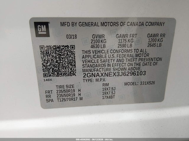 Chevrolet Equinox Premier 2018 2GNAXNEX3J6296103 Image 9