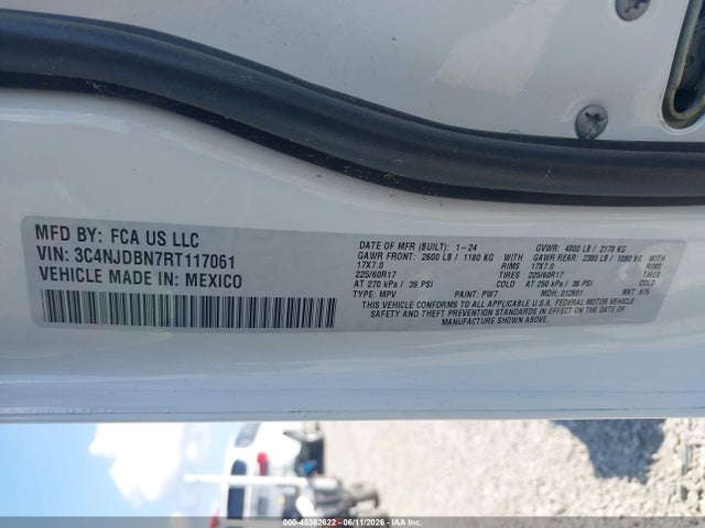 45362622 :رقم المزاد ، 3C4NJDBN7RT117061 vin ، 2024 Jeep Compass Latitude 4x4 مزاد بيع