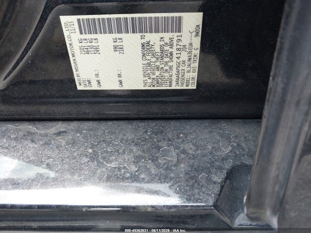 2016 Nissan Maxima 3.5 Platinum მანქანა იყიდება აუქციონზე, vin: 1N4AA6APXGC418791, აუქციონის ნომერი: 45362631