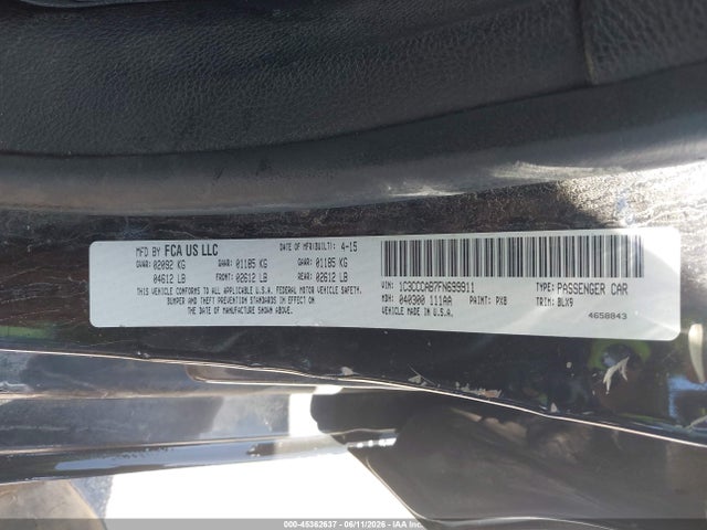 Aukcja sprzedaży 2015 Chrysler 200 Limited, vin: 1C3CCCAB7FN699911, numer aukcji: 45362637