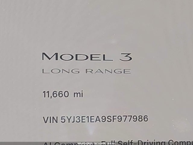 Aukcja sprzedaży 2025 Tesla Model 3 Long Range Rear-wheel Drive/standard Rear-wheel Drive, vin: 5YJ3E1EA9SF977986, numer aukcji: 45362645