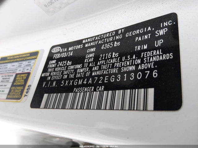 KIA Optima Lx 2014 5XXGM4A72EG313076 Image 9