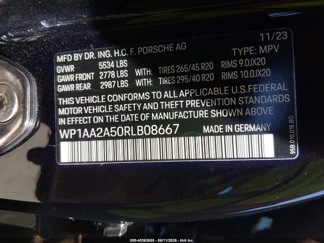WP1AA2A50RLB08667 Porsche Macan T