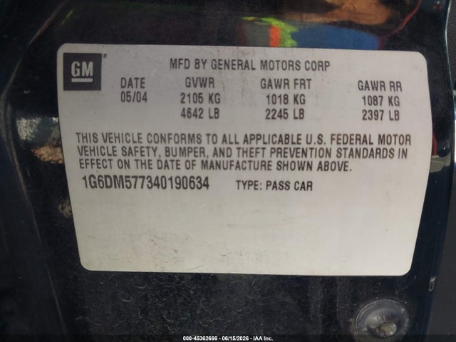 2004 Cadillac Cts Standard მანქანა იყიდება აუქციონზე, vin: 1G6DM577340190634, აუქციონის ნომერი: 45362666