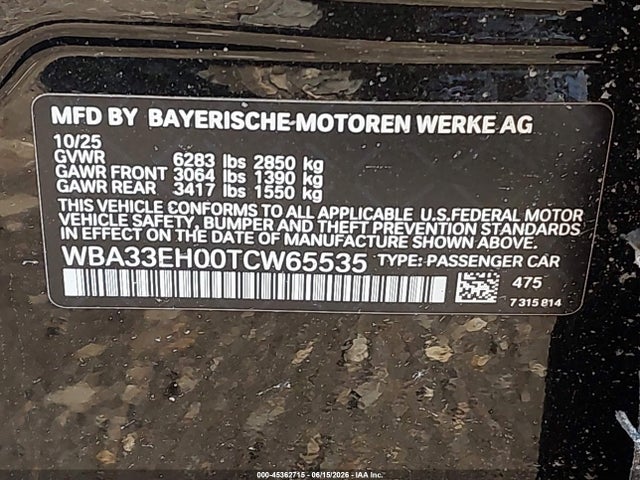 WBA33EH00TCW65535 BMW 740i Xdrive