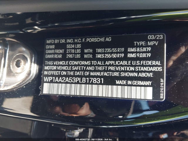 WP1AA2A53PLB17831 Porsche Macan T