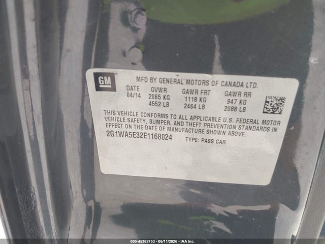 Chevrolet Impala Limited Ls 2014 2G1WA5E32E1168024 Image 9