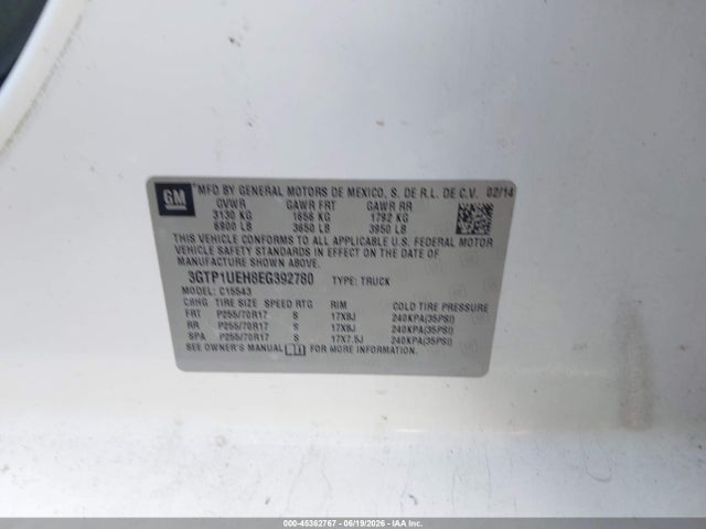 Продаж на аукціоні авто 2014 Gmc Sierra 1500 Sle, vin: 3GTP1UEH8EG392780, номер лоту: 45362767