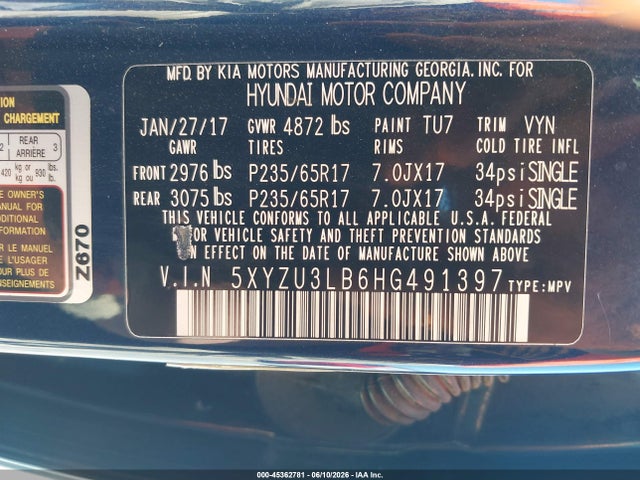 5XYZU3LB6HG491397 Hyundai Santa Fe Sport 2.4l