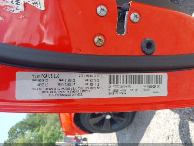 45362813 :رقم المزاد ، 2C3CDZAG5KH701671 vin ، 2019 Dodge Challenger Sxt مزاد بيع