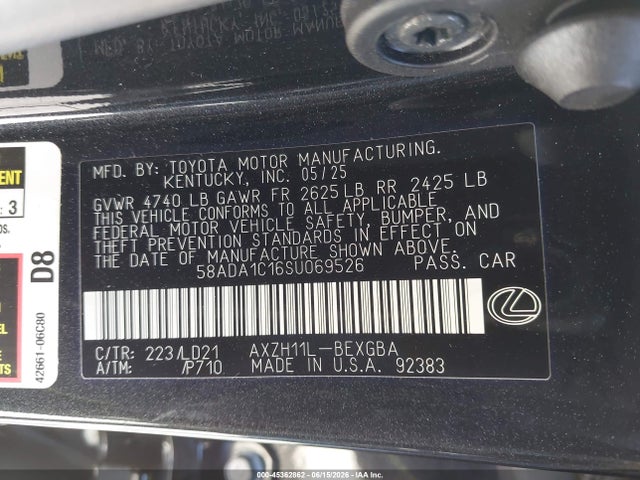 Lexus ES 300H 2025 58ADA1C16SU069526 Image 9