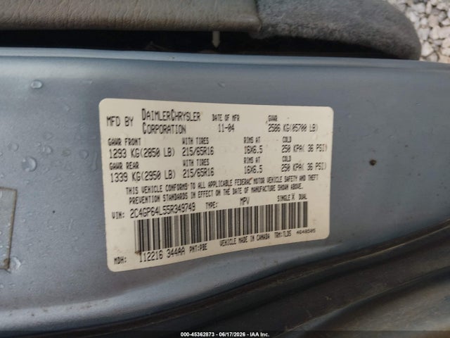 45362873 :رقم المزاد ، 2C4GP64L55R349749 vin ، 2005 Chrysler Town & Country Limited مزاد بيع