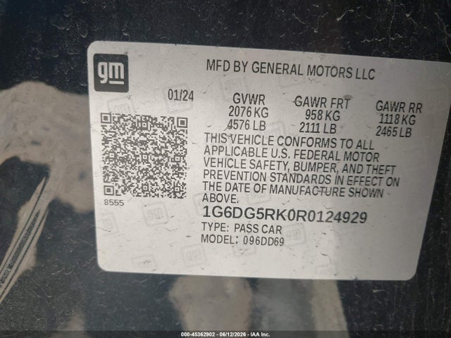 Aukcja sprzedaży 2024 Cadillac Ct4 Sport, vin: 1G6DG5RK0R0124929, numer aukcji: 45362902
