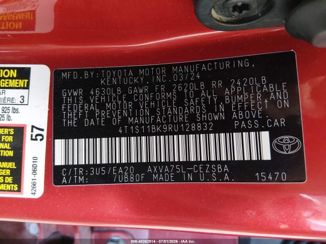 4T1S11BK9RU128832 Toyota CAMRY SE