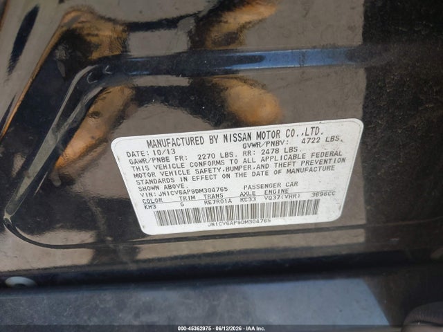 Продажа на аукционе авто 2013 Infiniti G37 Journey, vin: JN1CV6AP9DM304765, номер лота: 45362975
