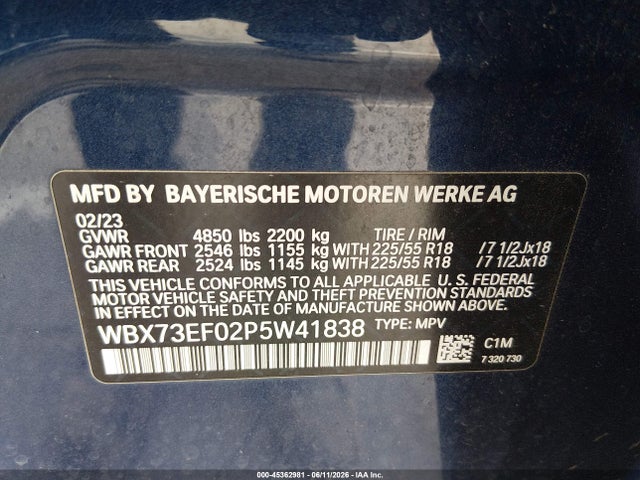 Продаж на аукціоні авто 2023 Bmw X1 Xdrive28i, vin: WBX73EF02P5W41838, номер лоту: 45362981