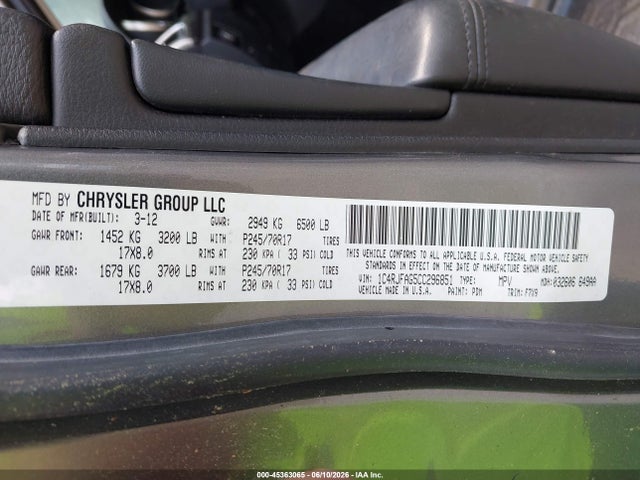 Aukcja sprzedaży 2012 Jeep Grand Cherokee Laredo, vin: 1C4RJFAG5CC296851, numer aukcji: 45363065