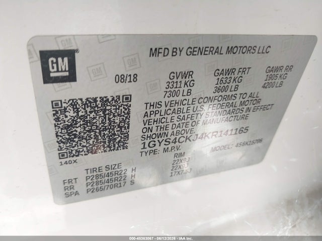 Продажа на аукционе авто 2019 Cadillac Escalade Premium Luxury, vin: 1GYS4CKJ4KR141165, номер лота: 45363067