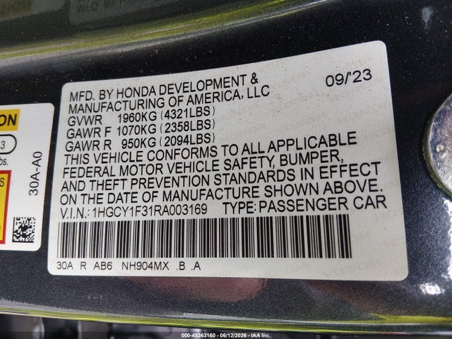 Honda ACCORD EX 2024 1HGCY1F31RA003169 Image 9