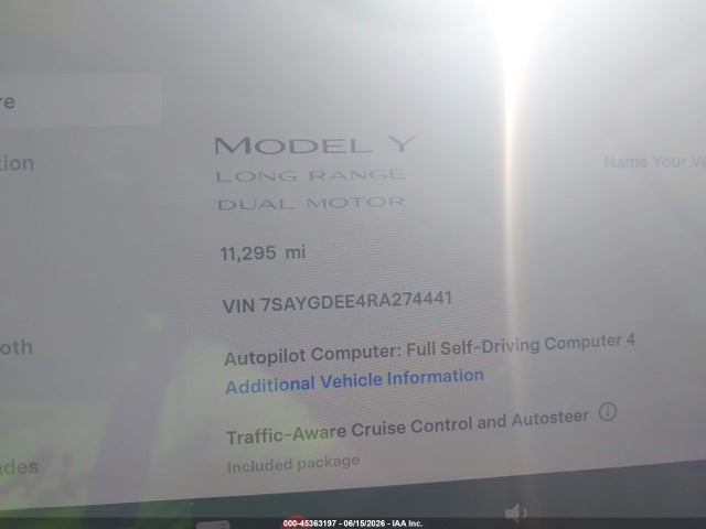 Продаж на аукціоні авто 2024 Tesla Model Y Long Range Dual Motor All-wheel Drive, vin: 7SAYGDEE4RA274441, номер лоту: 45363197