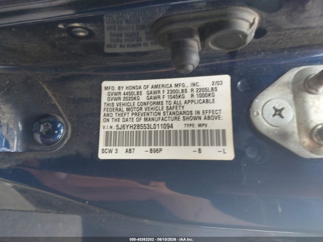 Продажа на аукционе авто 2003 Honda Element Ex, vin: 5J6YH28553L011094, номер лота: 45363202